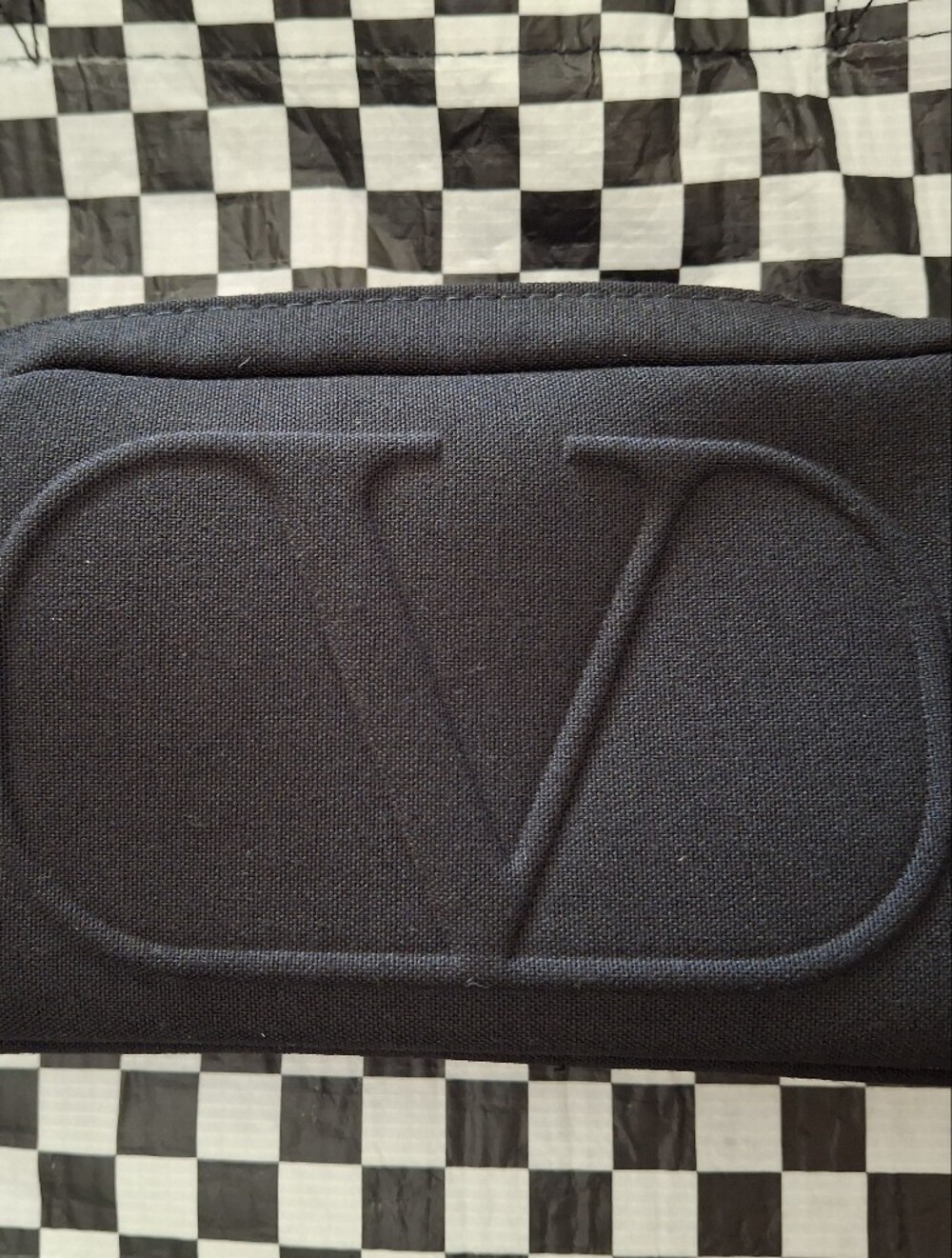 Valentino Black Embossed Cosmetic Pouch